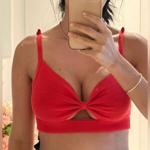 ZARA Red Knit Bralette Top – Size S